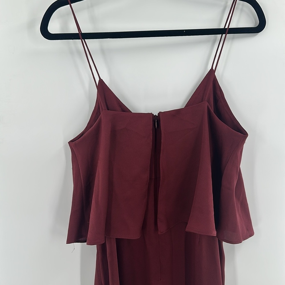 Shona Joy Luxe Frill Tulip Hem Maxi Dress Burgundy 6 - Picture 8 of 10